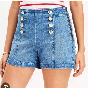 LOFT Blue Jean Shorts with White Buttons